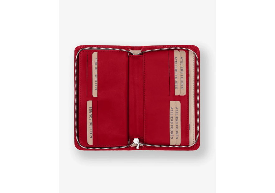 Les Ateliers Foures H68 - CUIR DE VACHETTE - CARMIN grand porte monnaie zippé perséphone Porte-monnaie