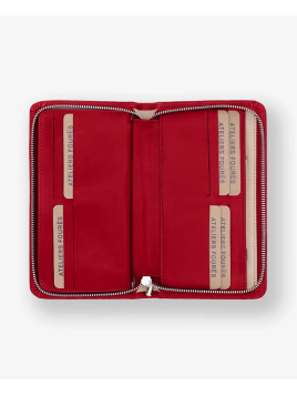 Les Ateliers Foures H68 - CUIR DE VACHETTE - CARMIN grand porte monnaie zippé perséphone Porte-monnaie