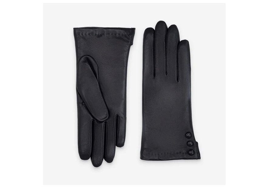 Glove Story 61047TR - AGNEAU - NOIR - 100 glove story-bouton ouvert sur le côté-ganst femme Gants