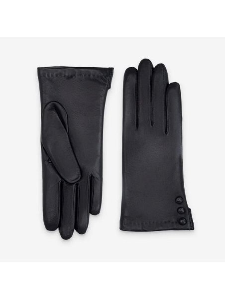 Glove Story 61047TR - AGNEAU - NOIR - 100 glove story-bouton ouvert sur le côté-ganst femme Gants