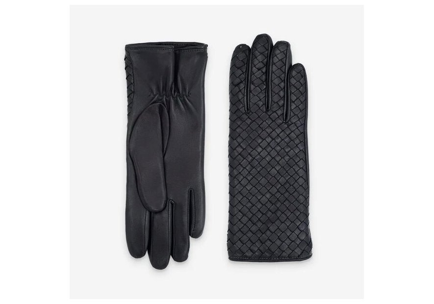 Glove Story 21595CA - CUIR D'AGNEAU - NOIR - gants femme tréssé double cachemire Gants