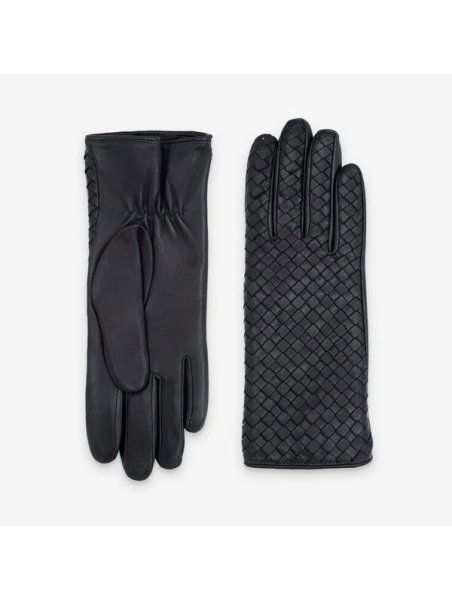 Glove Story 21595CA - CUIR D'AGNEAU - NOIR - gants femme tréssé double cachemire Gants