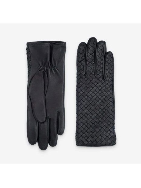Glove Story 21595CA - CUIR D'AGNEAU - NOIR gants femme tréssé double cachemire gants-femme
