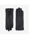 Glove Story 21595CA - CUIR D'AGNEAU - NOIR gants femme tréssé double cachemire gants-femme