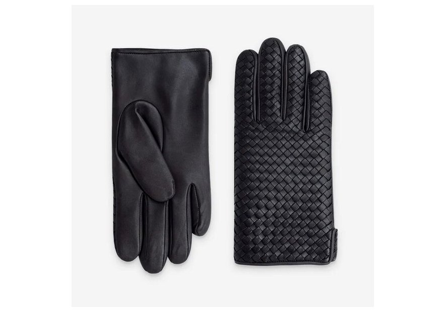 Glove Story 22120CA - CUIR D'AGNEAU - NOIR - gants homme tressé doublé cachemire Gants