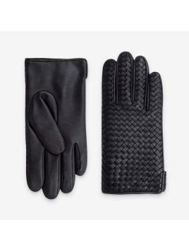 Glove Story 22120CA - CUIR D'AGNEAU - NOIR - gants homme tressé doublé cachemire Gants