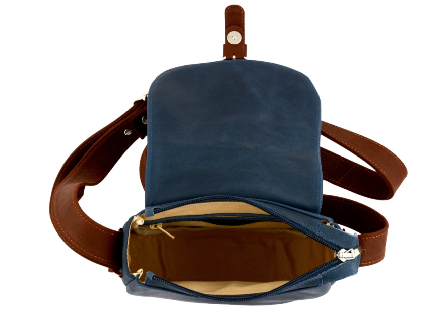 Frandi 810.05 - CUIR DE VACHETTE - MARI sac besace arrondi m fanny Sac business