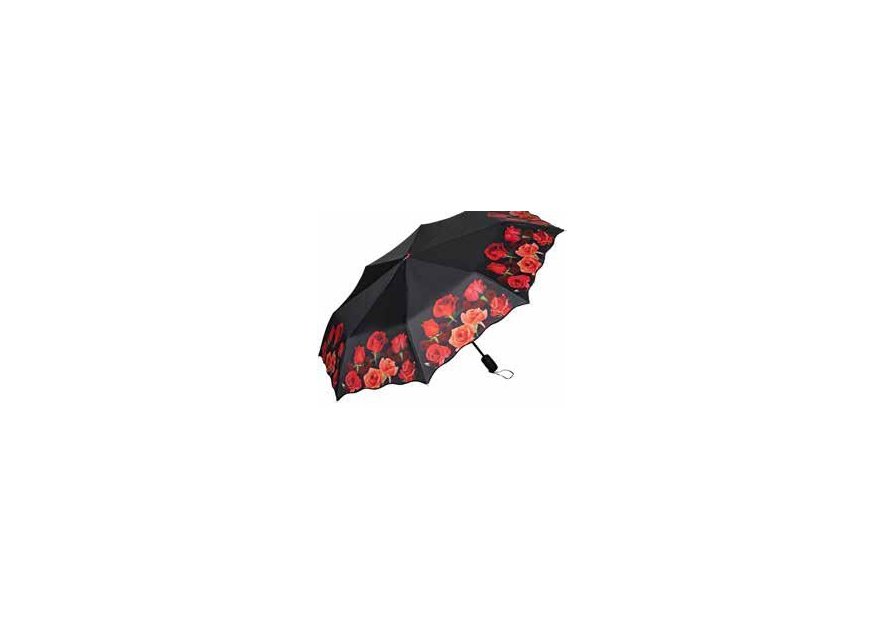 Guy De Jean GDJ 5589 - POLYESTER - NOIR parapluie pliant fermeture auto fleurs Petite maroquinerie