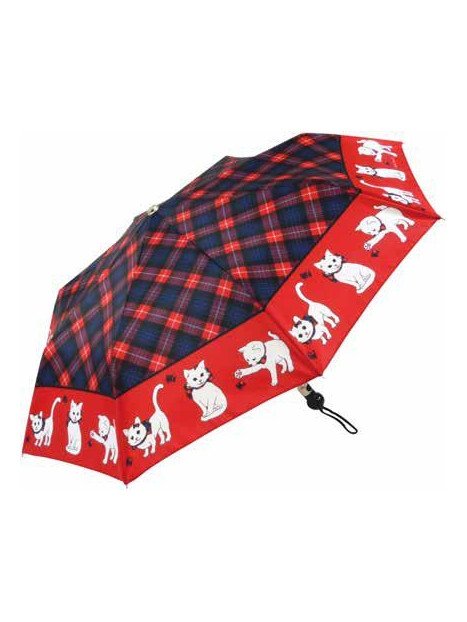 Guy De Jean LPF38 - POLYESTER - ROUGE - 2 le parapluie français-chats écossais-canne auto Parapluies