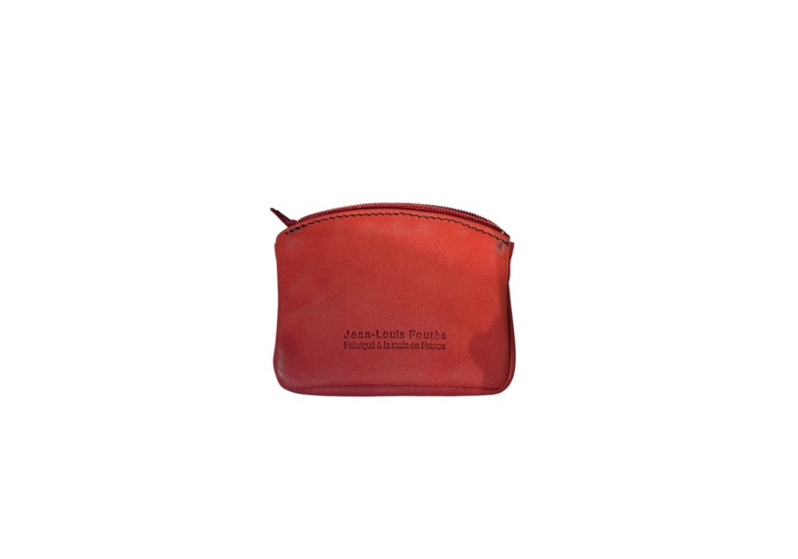 Les Ateliers Foures 9104 - CUIR DE VACHETTE - ROUGE porte-monnaie zip plat avec compartiment carte Porte-monnaie