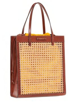 the bridge 041305AP - PAILLE/CUIR - MARRON  shopping haut mirra the bridge Sac business