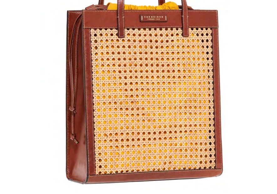 the bridge 041305AP - PAILLE/CUIR - MARRON  shopping haut mirra the bridge Sac business
