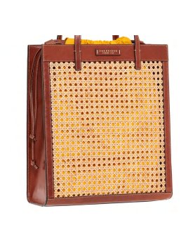 the bridge 041305AP - PAILLE/CUIR - MARRON  shopping haut mirra the bridge Sac business