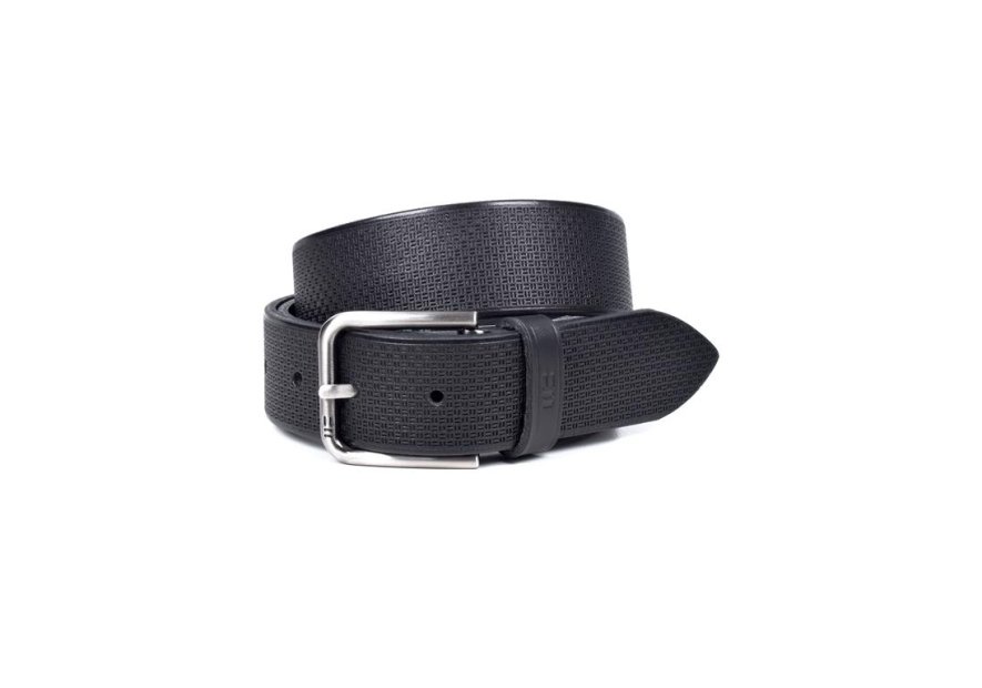 Miguel Bellido 000345 - CUIR DE VACHETTE - NOIR ceinture homme 35mm strié Ceinture homme