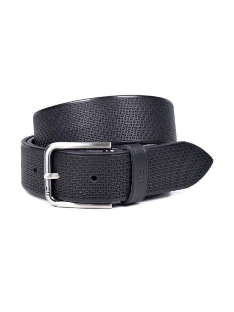 Miguel Bellido 000345 - CUIR DE VACHETTE - NOIR ceinture homme 35mm strié ceintures