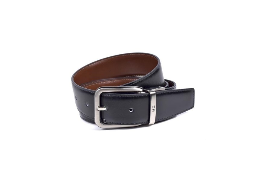 Miguel Bellido 000430 - CUIR DE VACHETTE - NOIR ceintures réversible 30mm cuir lisse Ceinture homme