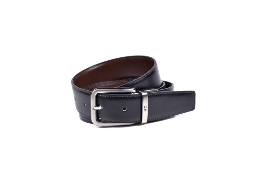 Miguel Bellido 000430 - CUIR DE VACHETTE - NOI/ ceintures réversible 30mm cuir lisse Ceinture homme