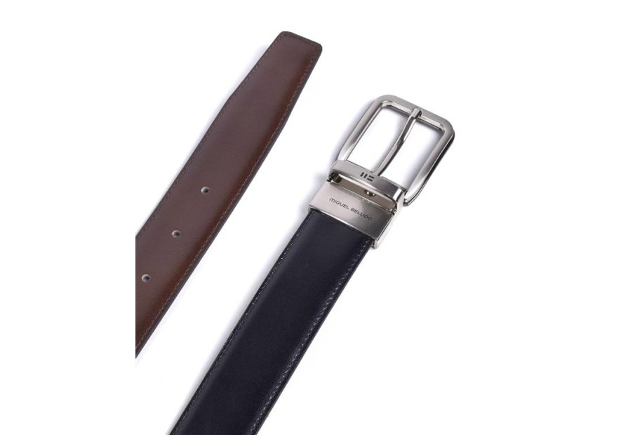 Miguel Bellido 000430 - CUIR DE VACHETTE - NOI/ ceintures réversible 30mm cuir lisse Ceinture homme