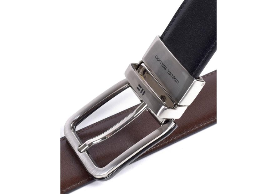 Miguel Bellido 000430 - CUIR DE VACHETTE - NOI/ ceintures réversible 30mm cuir lisse Ceinture homme