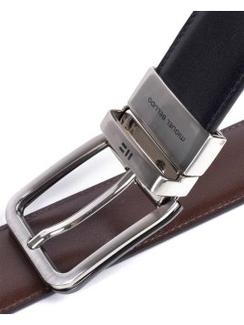 Miguel Bellido 000430 - CUIR DE VACHETTE - NOI/ ceintures réversible 30mm cuir lisse Ceinture homme