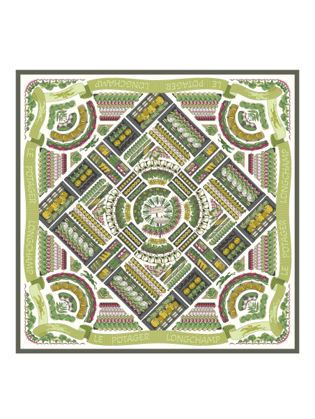 Longchamp 50645GSO carré de soie le potager longchamp 90x90 carre de soie