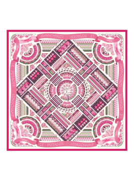 Longchamp 50645GSO - SOIE - PINK - 618 carré de soie le potager longchamp 90x90 Foulards/Etoles