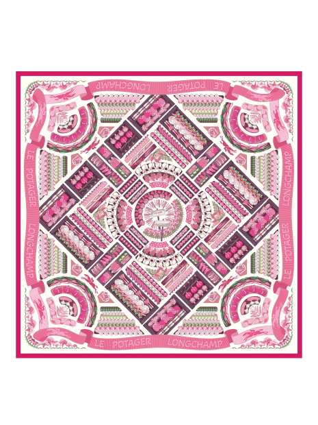 Longchamp 50645GSO carré de soie le potager longchamp 90x90 carre-de-soie