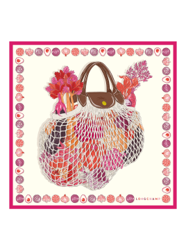 Longchamp 50650GSO - SOIE - PINK - 618 carré de soie le filet gourmand 70x70 Foulards/Etoles