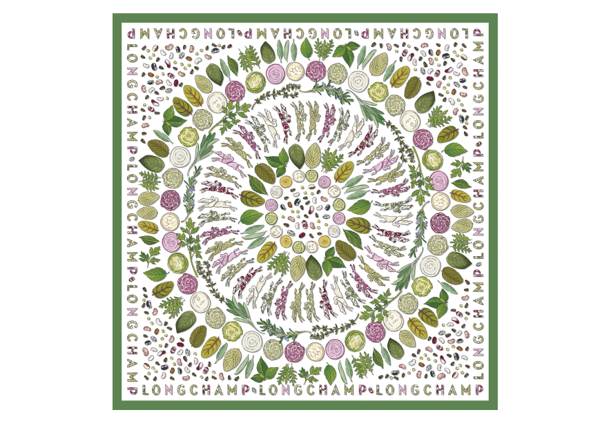 Longchamp 50646GSO - SOIE - VERT - 129 carre de soie l'herbier longchamp 90x90 Foulards/Etoles