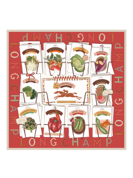 Longchamp 50654GSO carre de soie carré de soie au potager 70x70 carre de soie