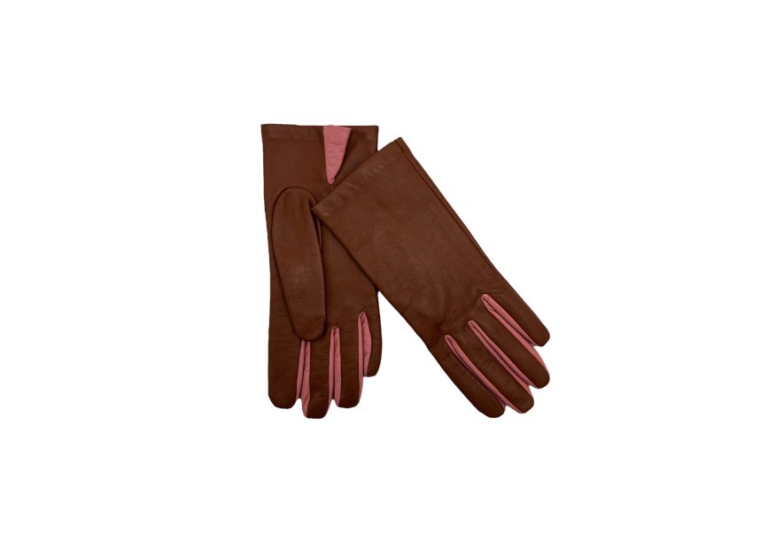 Poujade AL84DS - CUIR D'AGNEAU - COGNAC/ gants poujade femme doublé soie Gants