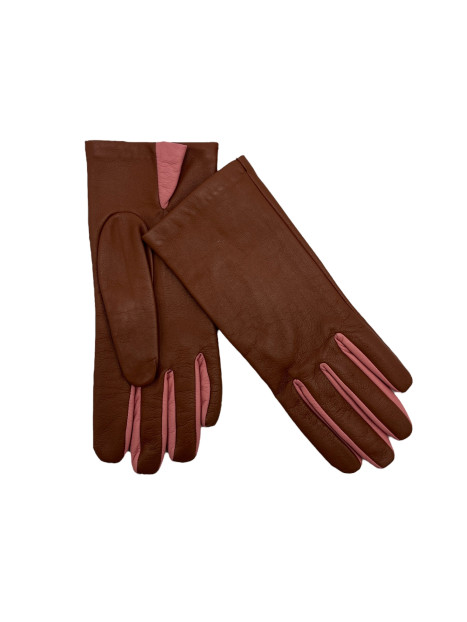 Poujade AL84DS - CUIR D'AGNEAU - COGNAC/ gants poujade femme doublé soie Gants