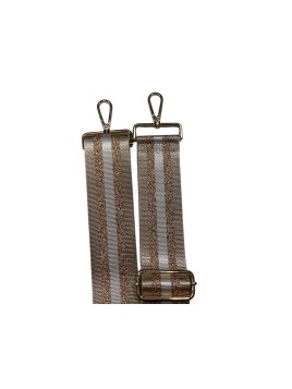 MIA & JOY B2 - POLYESTER - TAUPE RAYURES bandoulière en toile Accessoires