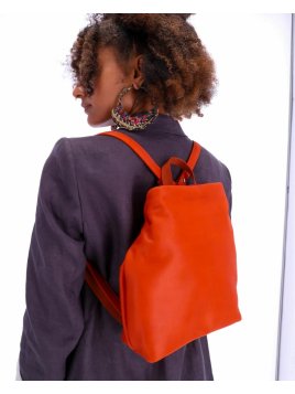 Les Ateliers Foures B417 - CUIR DE VACHETTE - ORANGE sac à dos sécurisé s avec attache fixation Sacs à mains