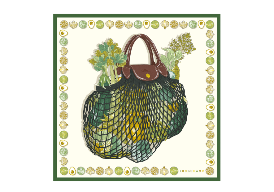 Longchamp 50650GSO - SOIE - LAURIER - 4660 carré de soie le filet gourmand 70x70 Foulards/Etoles