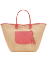 Longchamp 10308HGK - TOILE EFFET PAILLE/CU le panier plage l porté épaule sac-porte-travers