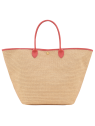 Longchamp 10308HGK - TOILE EFFET PAILLE/CU le panier plage l porté épaule sac-porte-travers