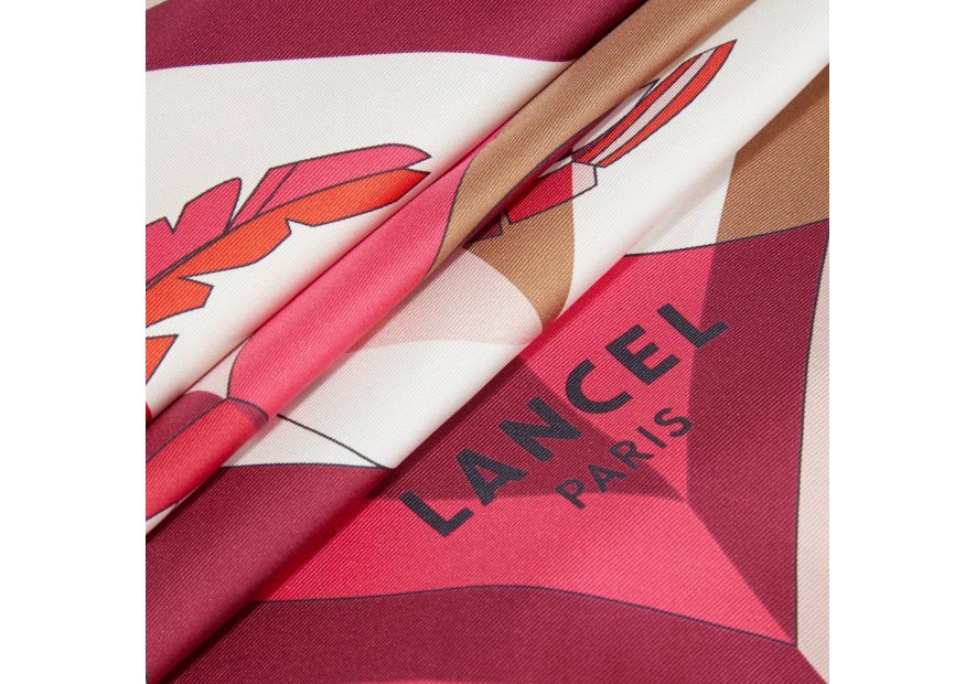 Lancel A13107 - SOIE - MCO FRAMBOISE -  carré de soie 90x90cm arabesque Foulards/Etoles