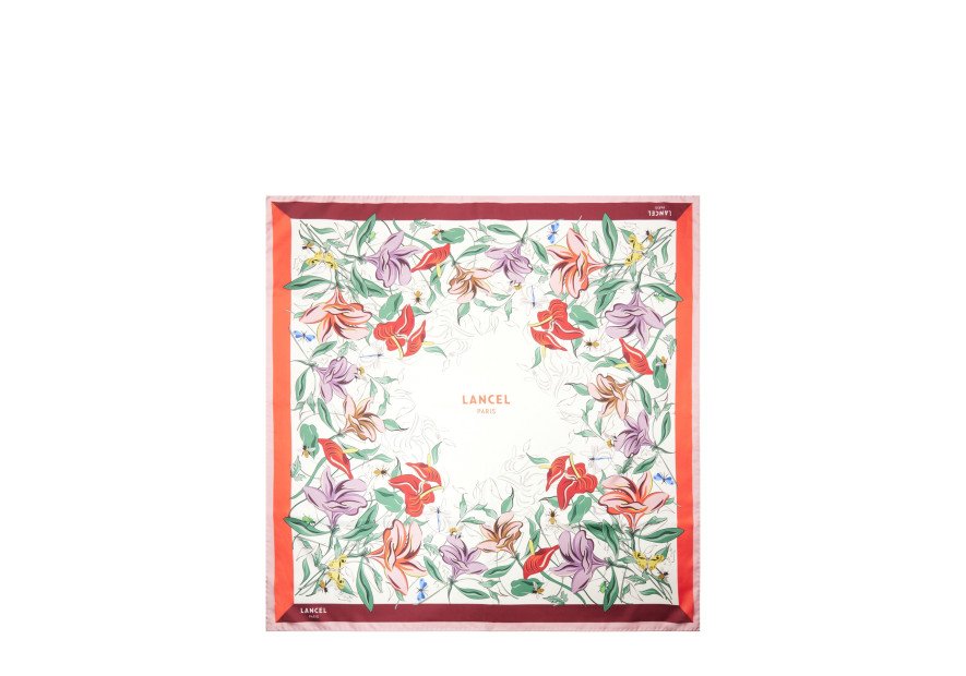 Lancel A13494 - SOIE - MULTICO ROUGE -  carré de soie 90x90cm tutti frutti Foulards/Etoles