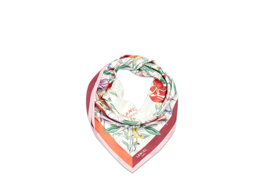 Lancel A13494 - SOIE - MULTICO ROUGE -  carré de soie 90x90cm tutti frutti Foulards/Etoles
