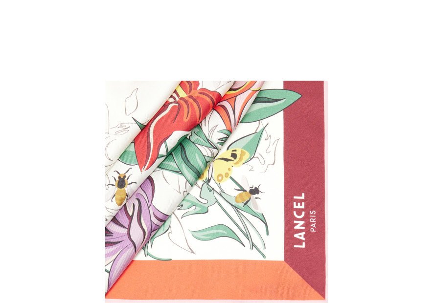 Lancel A13494 - SOIE - MULTICO ROUGE -  carré de soie 90x90cm tutti frutti Foulards/Etoles