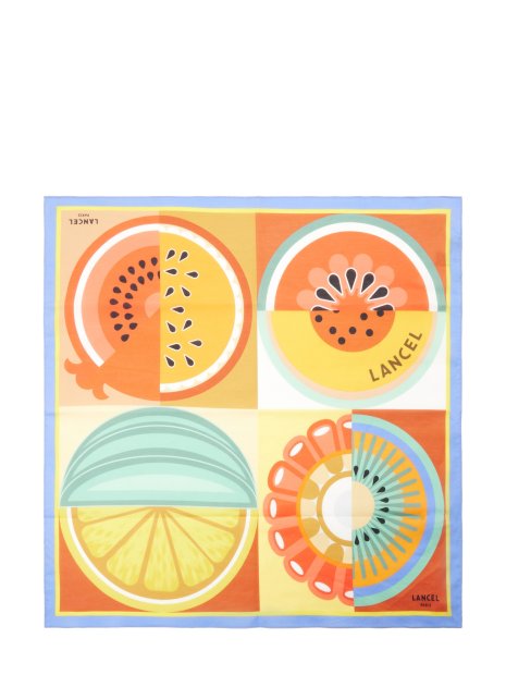 Lancel A13503 - SOIE - MULTICO ORANGE carré de soie 50x50cm tutti frutti carre-de-soie