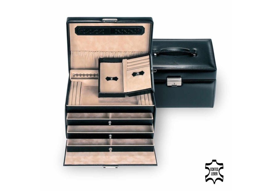 sacher 69.110 - CUIR DE VACHETTE - NOIR coffret à bijoux m julia sacher Coffrets à bijoux