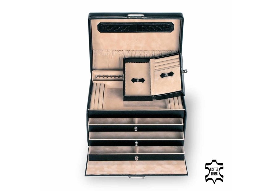 sacher 69.110 - CUIR DE VACHETTE - NOIR coffret à bijoux m julia sacher Coffrets à bijoux