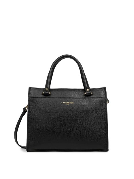 Lancaster 470-63 - CUIR DE VACHETTE - NOIR sac porté main s foulonné double lancaster sacs-a-mains