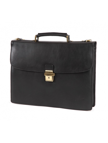 Gerard Henon 5225 - CUIR DE VACHETTE - NOIR Serviette serviette-a-rabat-avec-bandouliere