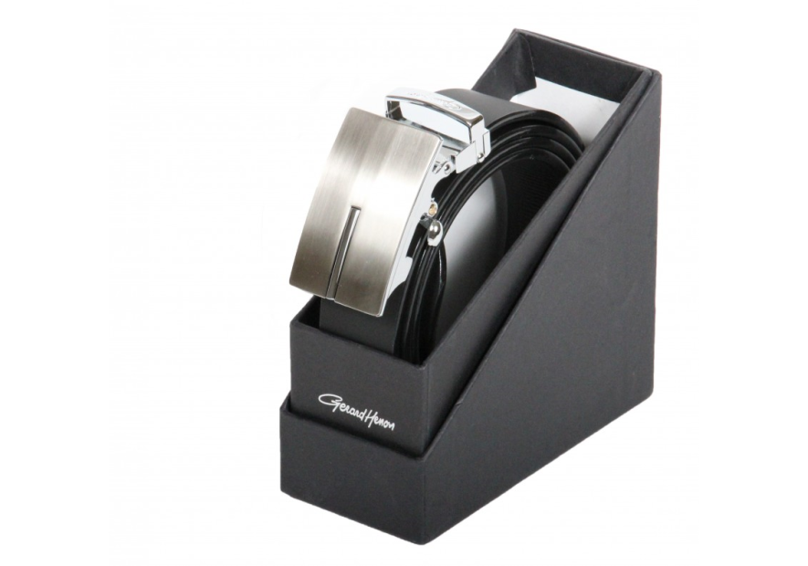 Gerard Henon C0609 - CUIR DE VACHETTE - NOIR ceinture boucle cran Ceinture homme