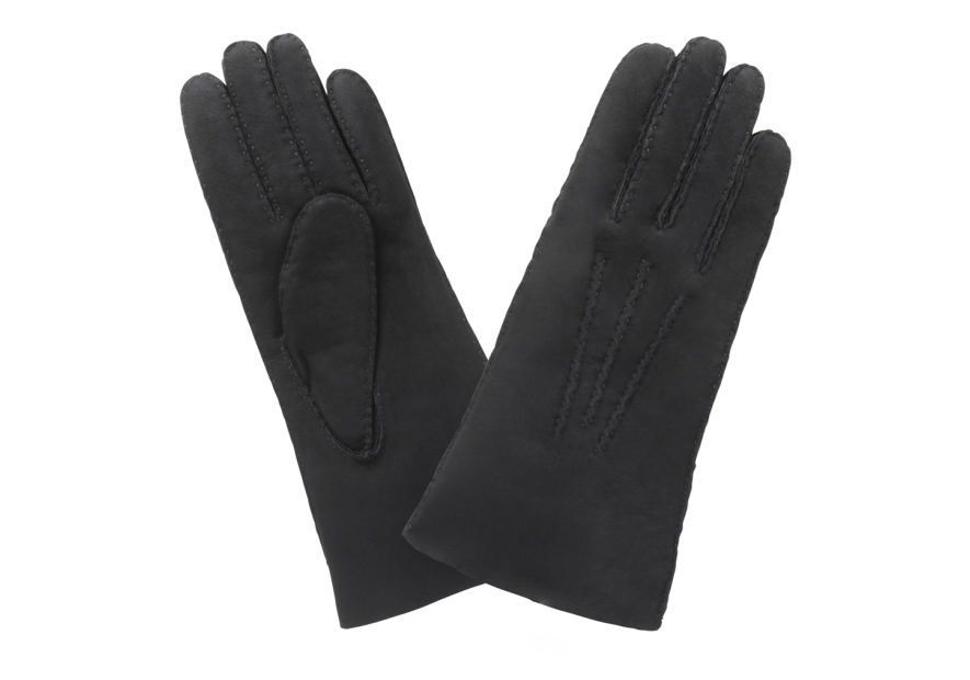 Glove Story 21154CU - AGNEAU VELOURS - NOIR glove story-curly-gants femme