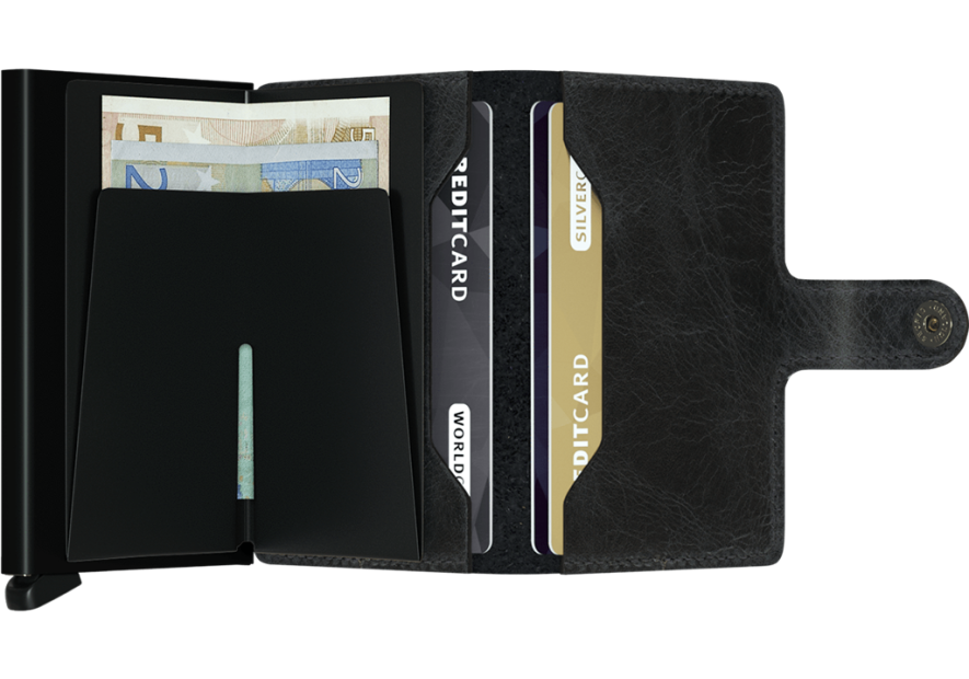 Secrid MV - CUIR DE VACHETTE - NOIR porte cartes mini wallet vintage