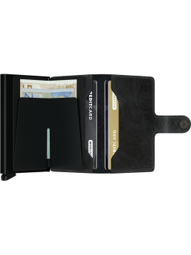 Secrid MV - CUIR DE VACHETTE - NOIR porte cartes mini wallet vintage